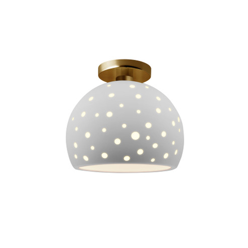 Perforated Medium Globe Semi-Flush (254|CER-6359-BIS-BRSS-LED1-700)