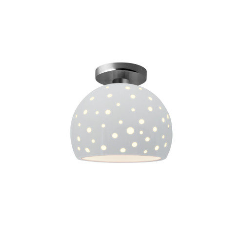 Perforated Small Globe Semi-Flush (254|CER-6357-WHT-NCKL-LED1-700)