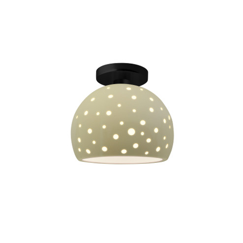 Perforated Small Globe Semi-Flush (254|CER-6357-VAN-MBLK-LED1-700)