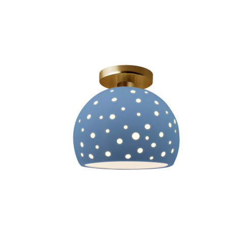 Perforated Small Globe Semi-Flush (254|CER-6357-SKBL-BRSS)