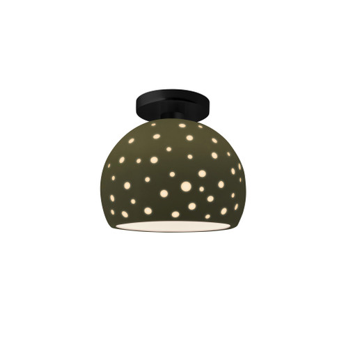 Perforated Small Globe LED Semi-Flush (254|CER-6357-MGRN-MBLK-LED1-700)