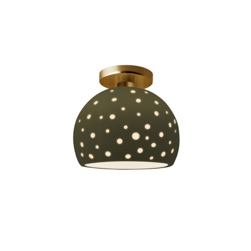 Perforated Small Globe Semi-Flush (254|CER-6357-MGRN-BRSS-LED1-700)