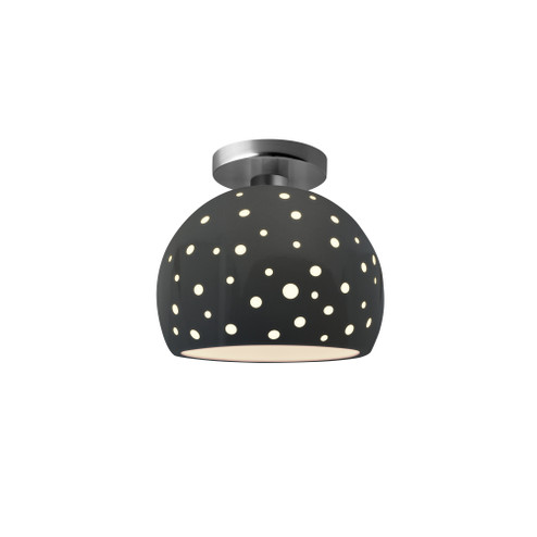 Perforated Small Globe Semi-Flush (254|CER-6357-GRY-NCKL-LED1-700)