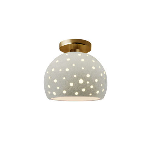 Perforated Small Globe Semi-Flush (254|CER-6357-CRK-BRSS-LED1-700)