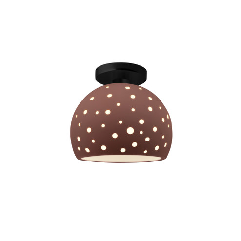 Perforated Small Globe Semi-Flush (254|CER-6357-CLAY-MBLK-LED1-700)