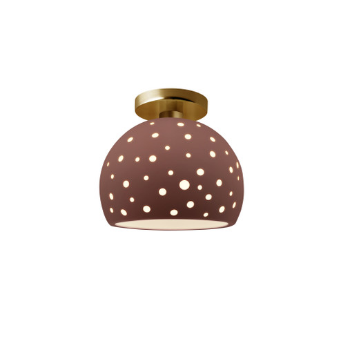 Perforated Small Globe Semi-Flush (254|CER-6357-CLAY-BRSS-LED1-700)