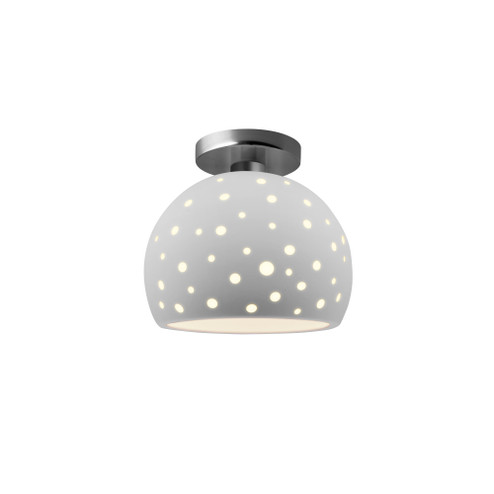 Perforated Small Globe Semi-Flush (254|CER-6357-BIS-NCKL-LED1-700)