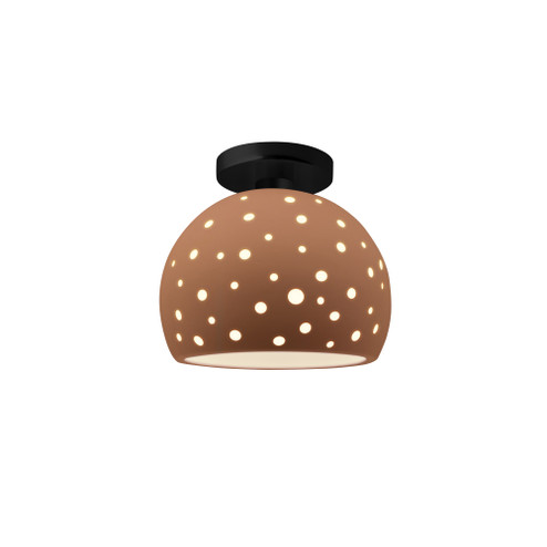 Perforated Small Globe Semi-Flush (254|CER-6357-ADOB-MBLK)