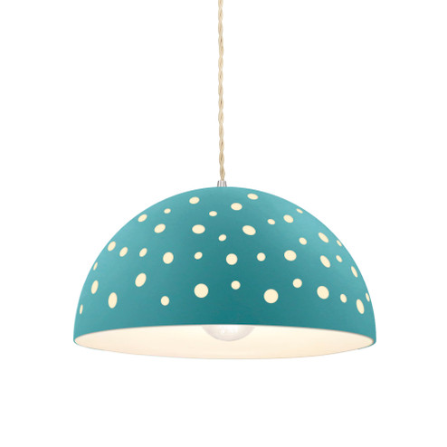 Perforated Dome 1-Light Pendant (254|CER-6257-RFPL-NCKL-BEIG-TWST)