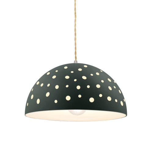 Perforated Dome 1-Light Pendant (254|CER-6257-PWGN-NCKL-BEIG-TWST)