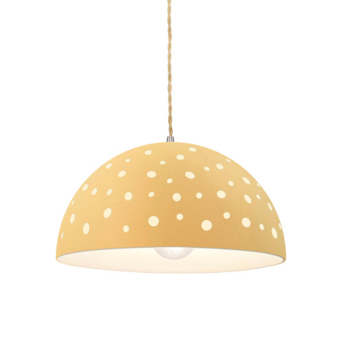 Perforated Dome 1-Light Pendant (254|CER-6257-MYLW-NCKL-BEIG-TWST)
