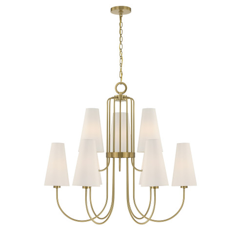 Wilkes 9-Light Chandelier in Warm Brass by Dann Foley (128|1-4701-9-322)