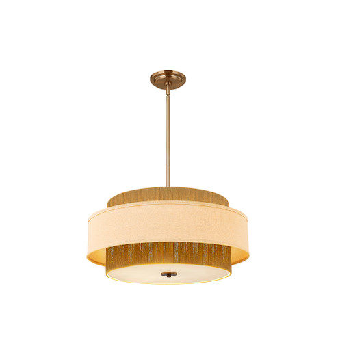 Narberth 24'' 5-Light Layered Fabric and Natural Rope Pendant (254|FAB-9022-CREM-BRSS)