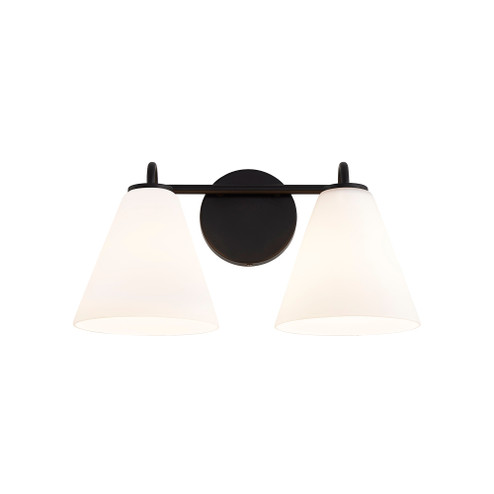 Pavia 2-Light Bath Bar (254|FSN-8362-OPAL-MBLK)