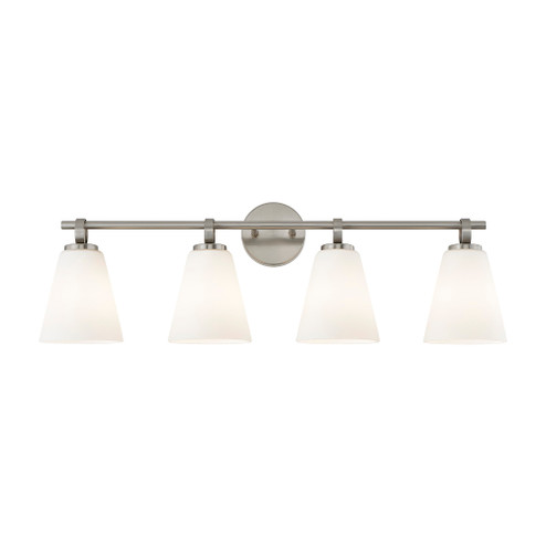 Bolzano 4-Light Bath Bar (254|FSN-8344-OPAL-NCKL)
