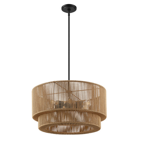 Milos 24'' 6-Light Natural Rope Tier Drum Pendant (254|ECO-8308-MBLK)