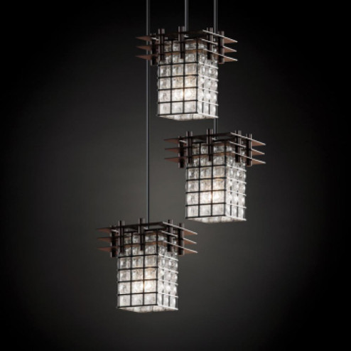 WIRE GLASS� COLLECTION: METROPOLIS 3-LIGHT CLUSTER PENDANT (254|WGL-8166-GRCB-NCKL-BKD)