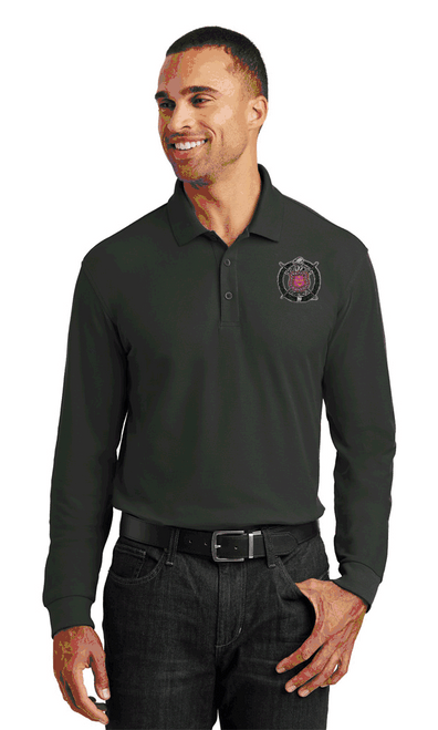 DISCOUNT-Omega Psi Phi Crest - Shield Emblem Long Sleeve Polo