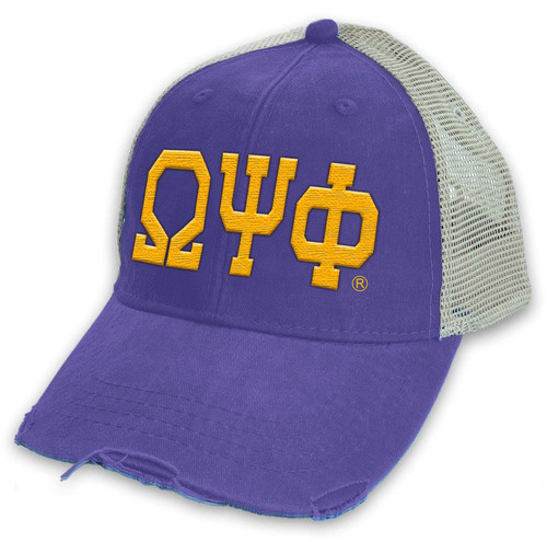 Omega Psi Phi Distressed Trucker Hat