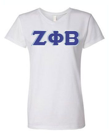 DISCOUNT-Zeta Phi Beta Lettered V-Neck Tee