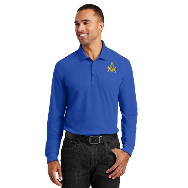 DISCOUNT-Mason / Freemason Emblem Long Sleeve Polo