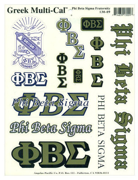 Phi Beta Sigma Multi Greek Decal Sticker Sheet