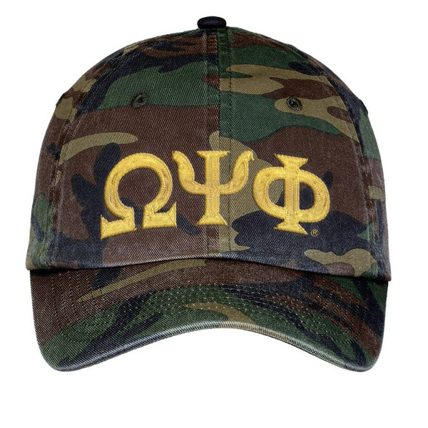 Omega Psi Phi Lettered Camouflage Hat