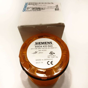 SIEMENS 8WD4 220-5AD CONTINUOUS LIGHT ELEMENT, WITH INTEGRATED LED, YELLOW, 24 V AC/DC, DIAMETER 50 MM