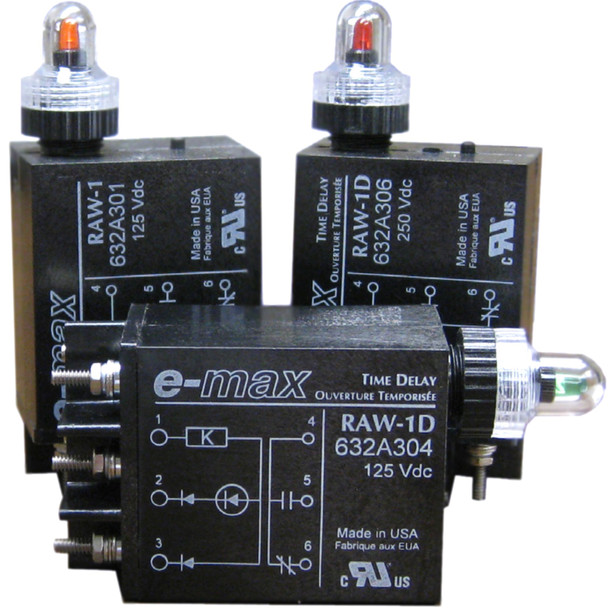 E-MAX 632A304 RELAY RAW-1D LED P-MOUNT W/DELAY DROP 200 MILSEC
