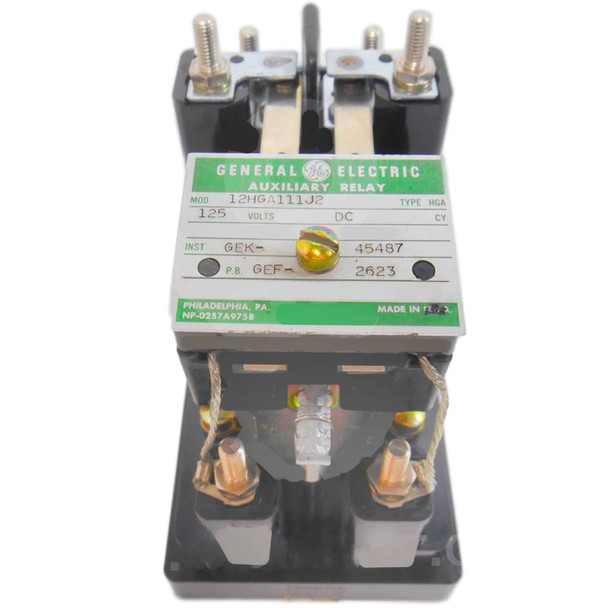 GE 12HGA111J2 AUXILIARY RELAY 2NO/2NC SURFACE/FRONT MTD 125VDC