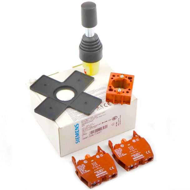 SIEMENS 3SB1-208-7JV01 Coordinate switch, 22 mm, round, plastic, black, Plastic front ring black