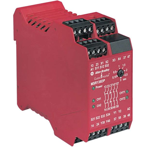 ALLEN-BRADLEY 440R-M23088 SAFETY RELAY 24VAC/DC 2NO/1NC 10 Sec DELAY