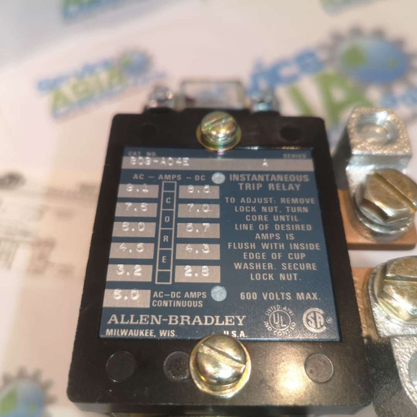 ALLEN-BRADLEY 809-A04E INSTANTANEOUS TRIP CURRENT RELAY COIL CURRENT 6A label