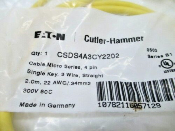 EATON CSDS4A3CY2202 MICROCORDSET DC STR 4PIN 3WIRE BLUE BROWN BLACK 2M YELLOW