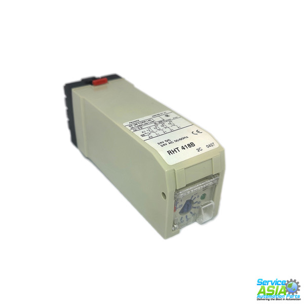 TELEMECANIQUE RHT-418B Time Delay Relay - ON-DELAY TIMING RELAY WITH SUPPRESSOR, WITH STATUS LED, 0.2-300S, 4 C/O STANDARD, 24VAC, 50/60HZ, 24VDC, TIME DELAY TYPE: 1.5-30S, 0.2-3S, 15-300S