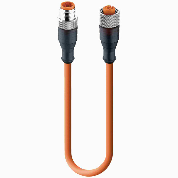 LUMBERG RST4-RKT4-07/5M 5-meter, double-ended actuator/sensor cordset with M12 male straight to female straight connectors, designed for industrial automation. It features a 4-pole, self-locking threaded joint per IEC 61076-2-101, ideal for robust, waterproof connections in harsh environments

Connector Type: M12 male straight to female straight, 4-pole, self-locking
Cable Length: 5 meters (16.4 ft)
Number of Positions/Pins: 4
Pinout (IEC Color Code): 1: Brown, 2: White, 3: Blue, 4: Black
Cable Material: PVC (yellow jacket), CuSn contacts (gold over nickel-plated), CuZn coupling nut (nickel-plated), FKM O-ring (female end)
Cable Gauge: 22 AWG (0.34 mm²)
Outer Diameter: 4.8 mm (0.190 in)
Current Rating: 4 A
Voltage Rating: 250 V
Degree of Protection: IP67 / NEMA 6P
Operating Temperature: -40°C to +90°C (-40°F to +194°F)
Standards: IEC 61076-2-101, RoHS compliant
Applications: Industrial sensors, actuators, automation, fieldbus systems
