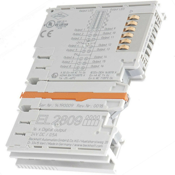 BECKHOFF EL2809 16-CHANNEL DIGITAL OUTPUT TERMINAL 24 V DC 0.5 A 1-WIRE SYSTEM [ETHERCAT TERMINALS]