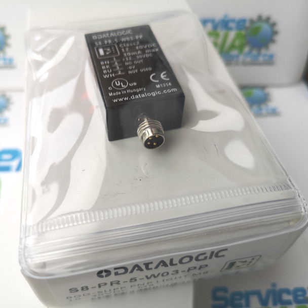 Datalogic S8-PR-3-W03-PP | Plastic Contrast High Performance Photoelectric Sensor, PNP, M12 pig-tail