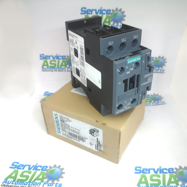 SIEMENS 3RT2026-1AP00 Power Contactor, AC-3 25 A, 11 kW / 400 V 1 NO + 1 NC, 230 V AC, 50 Hz, 3-pole, Size S0 screw terminal