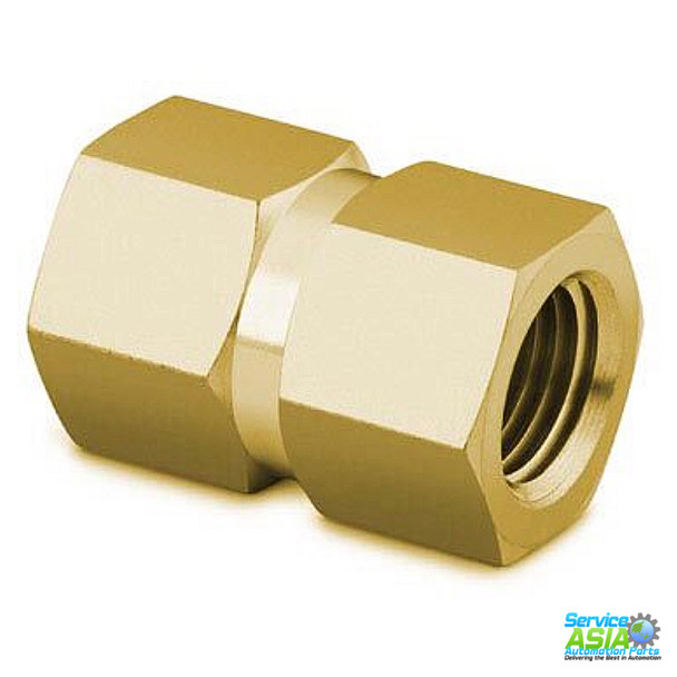 SWAGELOK B-2-HCG Brass Pipe Fitting, Hex Coupling, 1/8 in. Female NPT