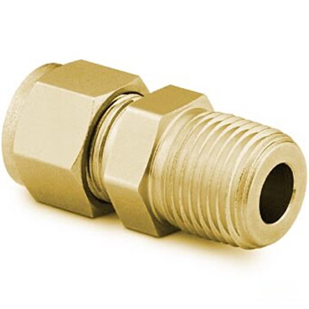 SWAGELOK B-810-1-8 Brass Tube Fitting, Male Connector, 1/2 in. Tube OD x 1/2 in. Male NPT