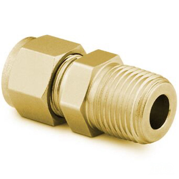 SWAGELOK B-810-1-4 Brass Tube Fitting, Male Connector, 1/2 in. Tube OD x 1/4 in. Male NPT