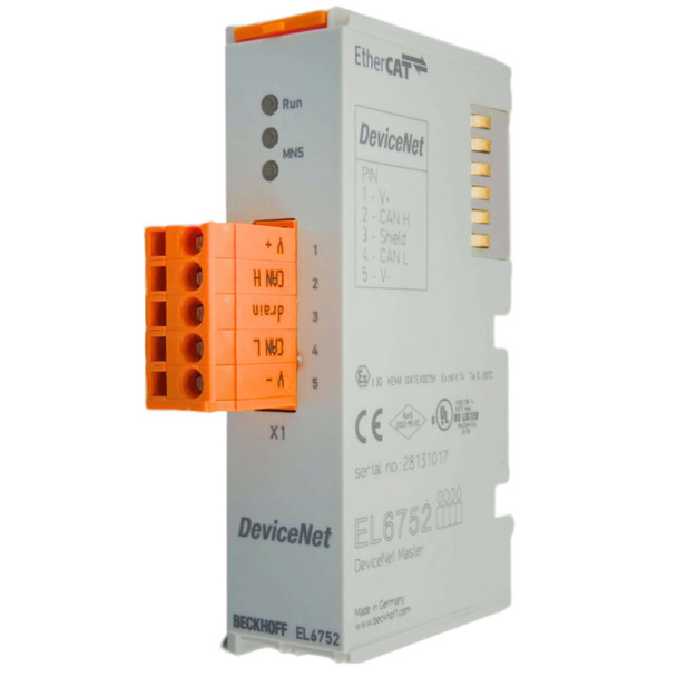 BECKHOFF EL6752 ETHERCAT TERMINAL DEVICENET MASTER TERMINAL, 125 / 250 / 500 KBAUD, 260 MA