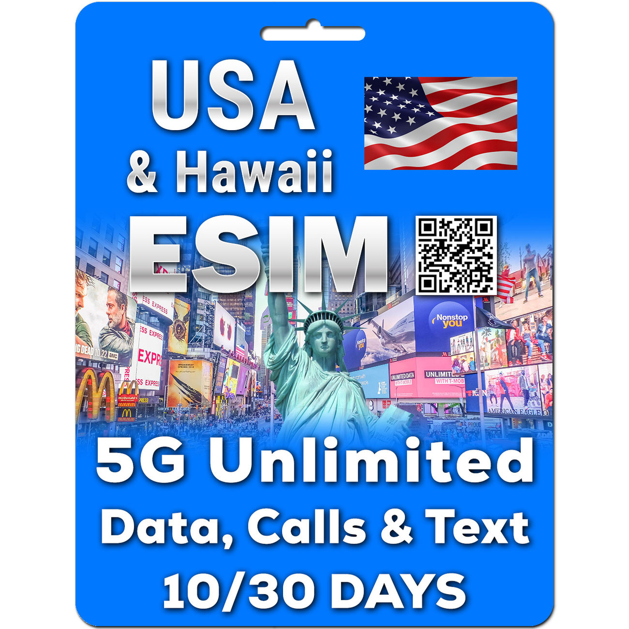 USA PAYG SIM Card 5G/4G UNLIMITED - Physical SIM or eSIM