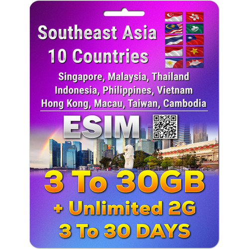Southeast Asia Simcard | 3 - 30GB | 3-30 Days