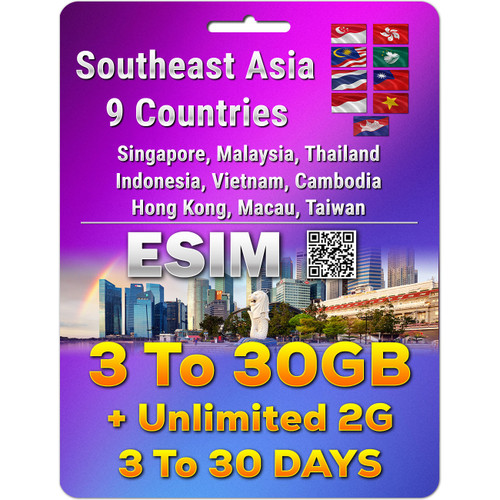 Southeast Asia eSIM | 3 - 30GB | 3-30 Days