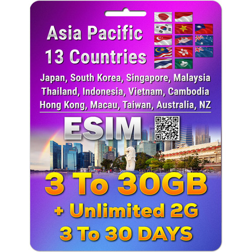 Asia Pacific eSIM  | 3 - 30GB | 3-30 Days