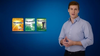 A man explaining the difference between gum, lozenges and mini lozenges.