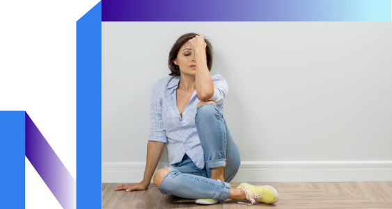 Women sitting on floor after quitting smoking