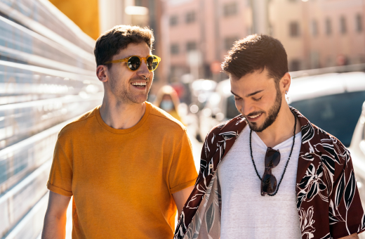 Man embraces woman, both aren't thinking of smoking